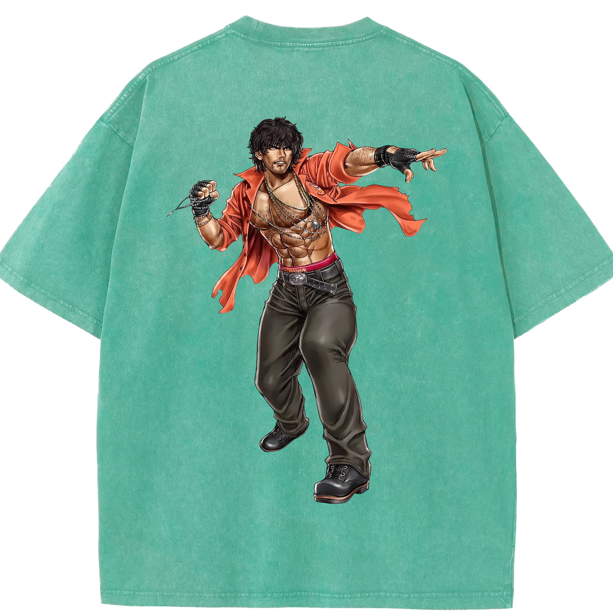 （画像用） 北斗の拳 Fist of the North Star 綿100% ヴィンテージ風 半袖Tシャツ（背面プリント）